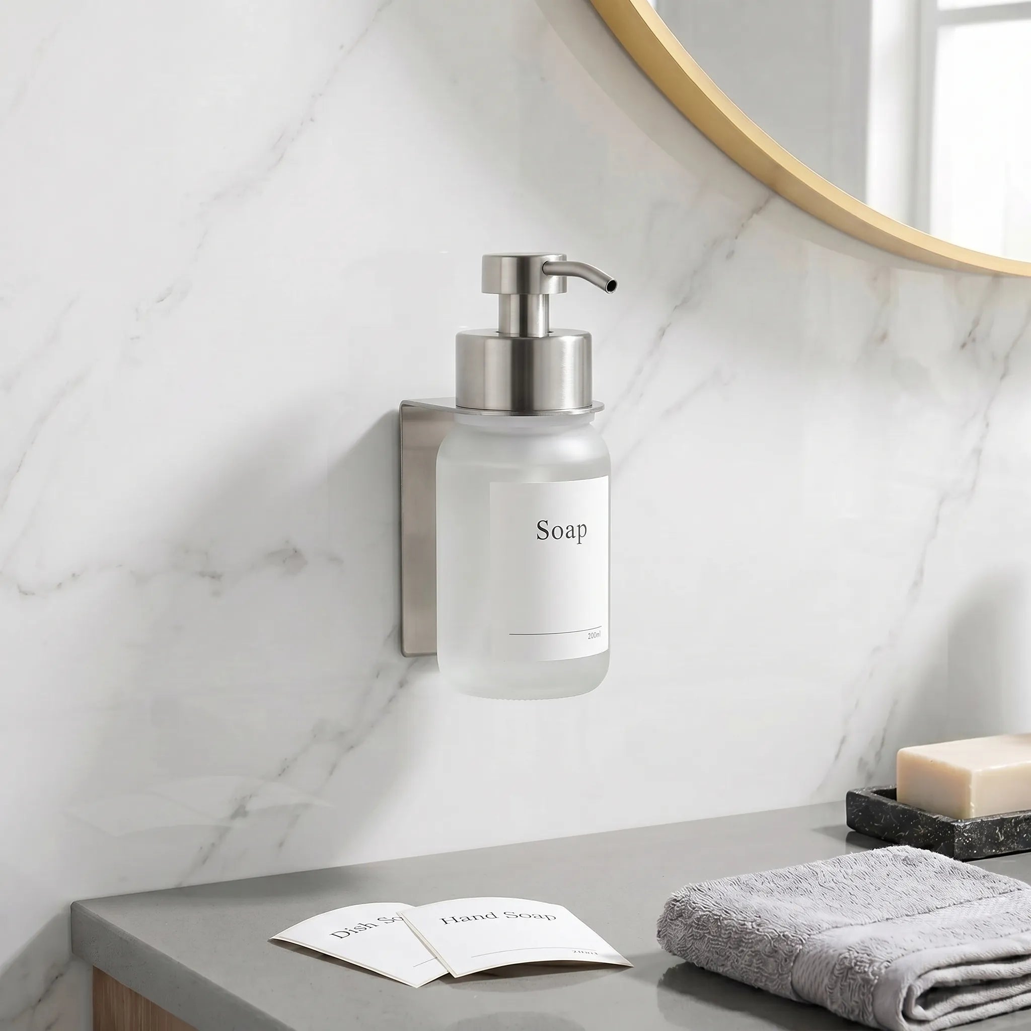 Dispensador de jabón de pared en cristal
