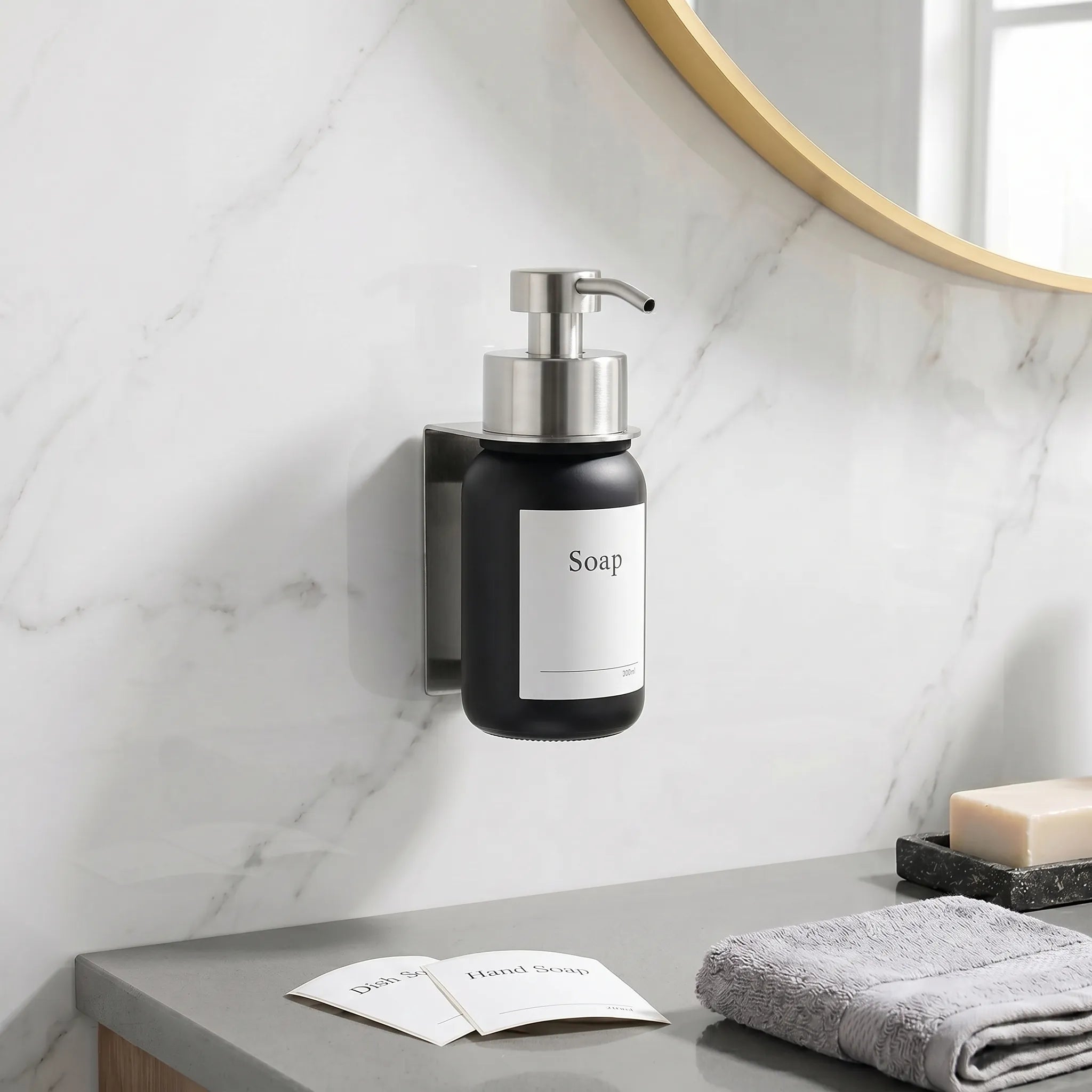 Dispensador de jabón de pared en cristal