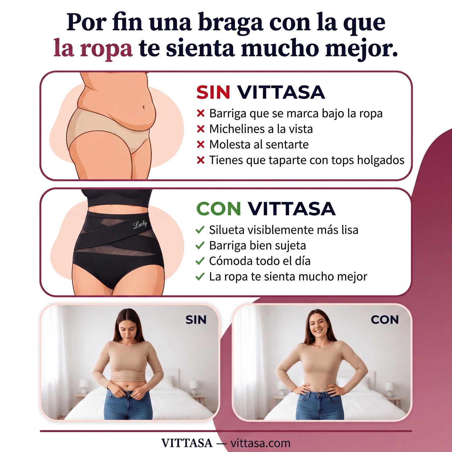 Lucky™ - Braga moldeadora sin costuras - Talle alto y vientre liso