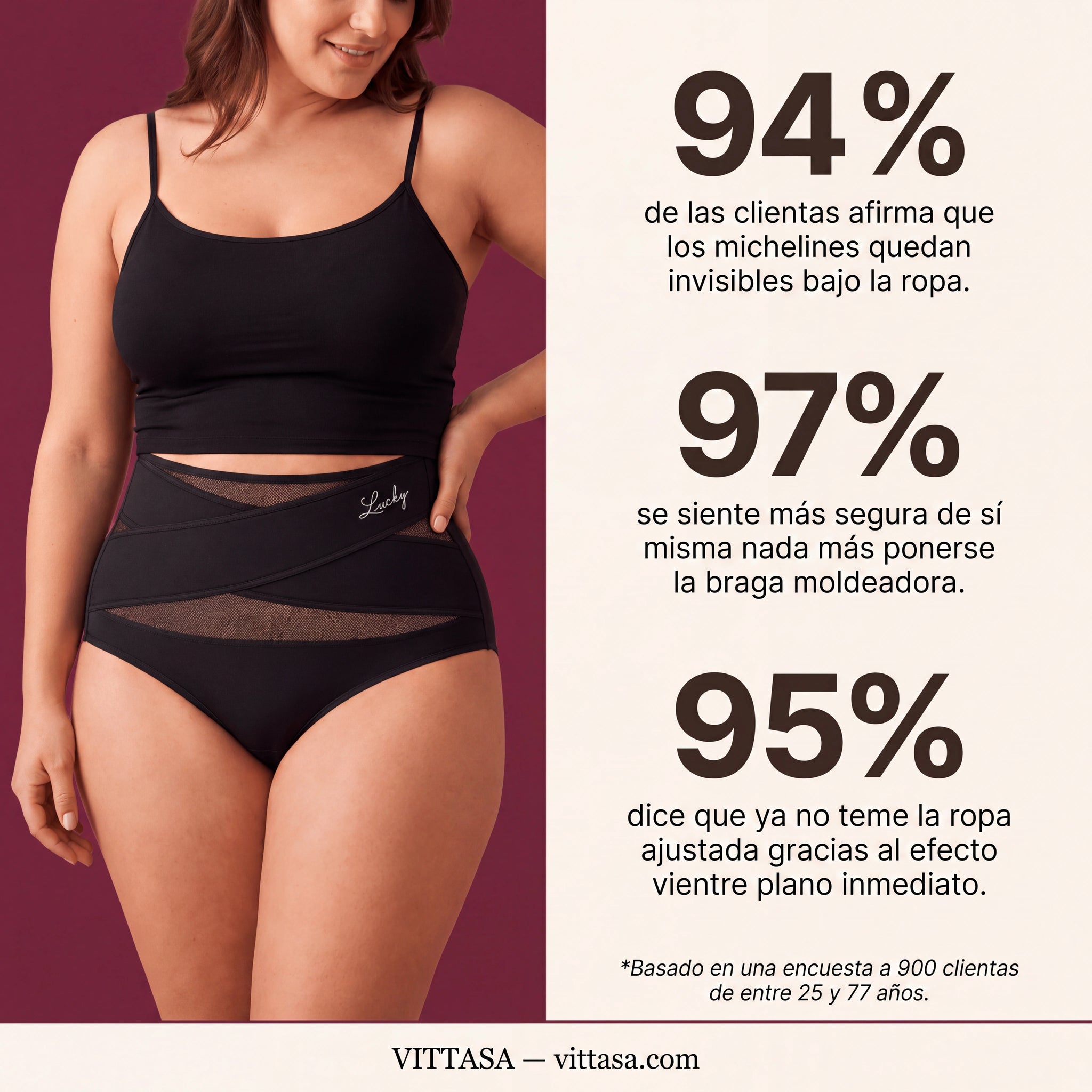 Lucky™ - Braga moldeadora sin costuras - Talle alto y vientre liso