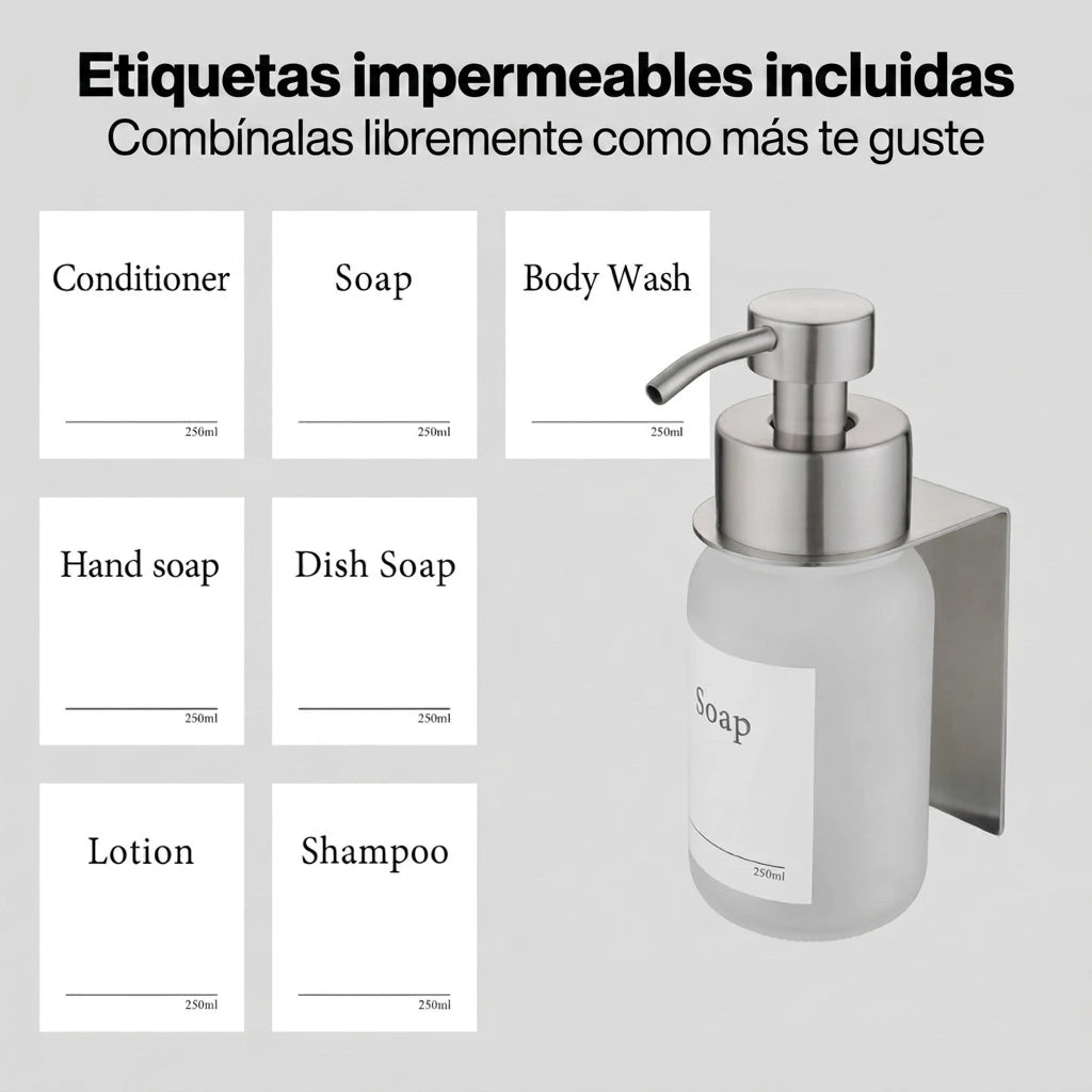 Dispensador de jabón de pared en cristal