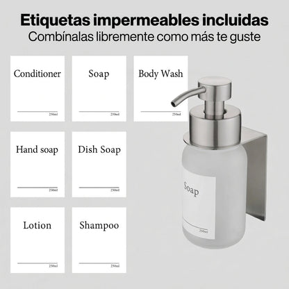 Dispensador de jabón de pared en cristal