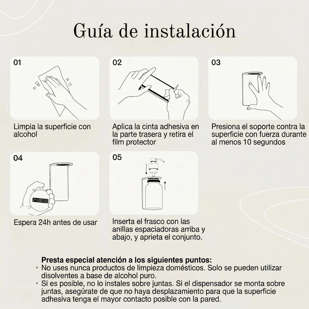 Dispensador de jabón de pared en cristal