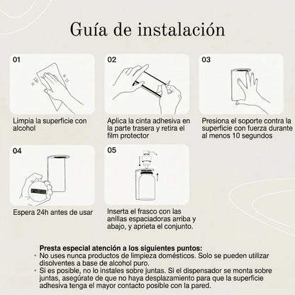Dispensador de jabón de pared en cristal