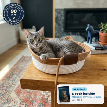 Nidora™ - nido de territorio natural tejido a mano para gatos de interior, con e-book de regalo y garantía de 90 días