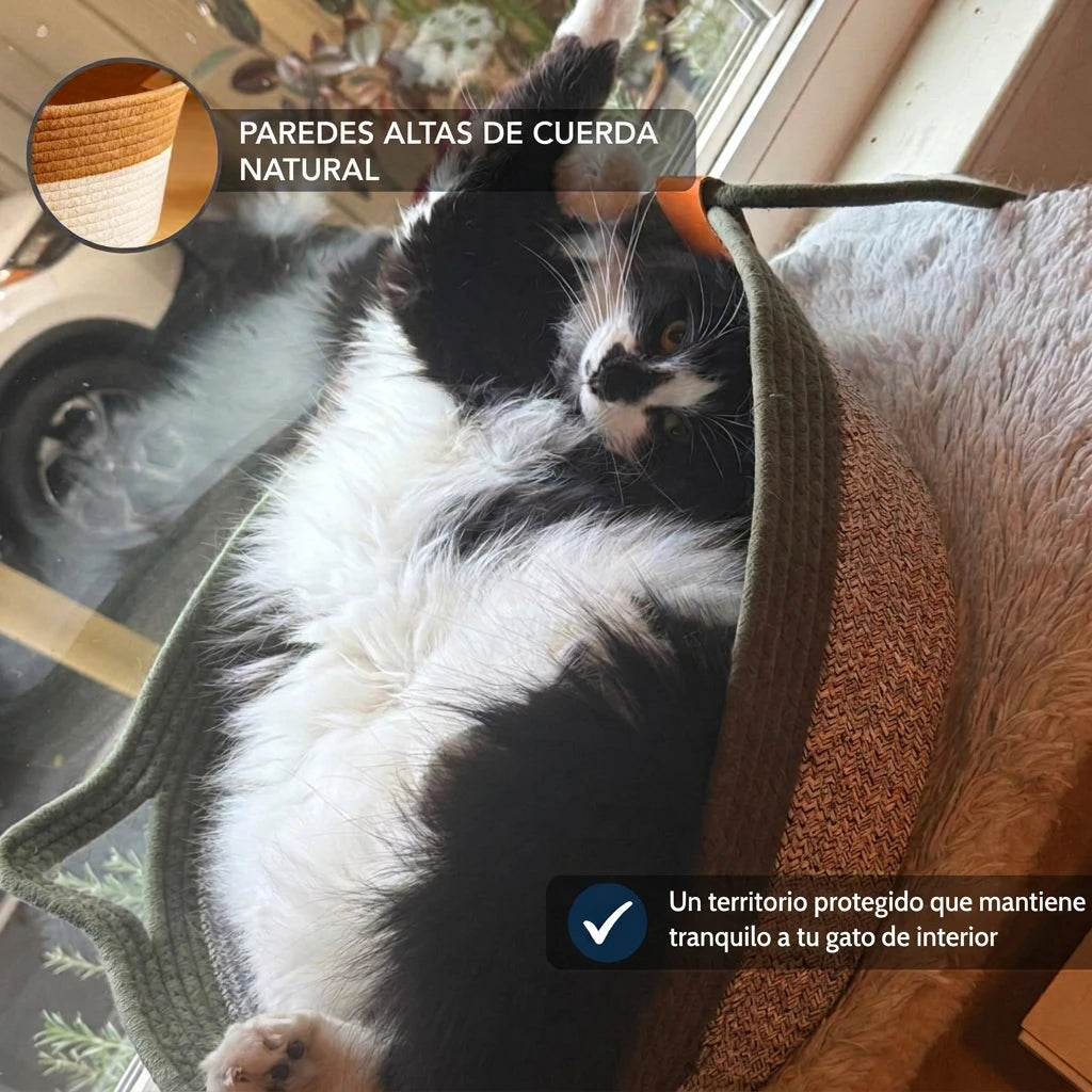 Nidora™ - nido de territorio natural tejido a mano para gatos de interior