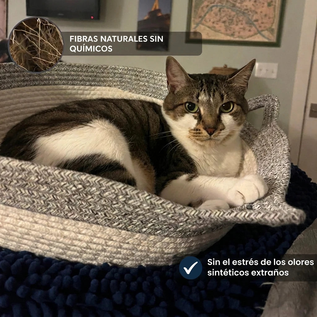 Nidora™ - nido de territorio natural tejido a mano para gatos de interior