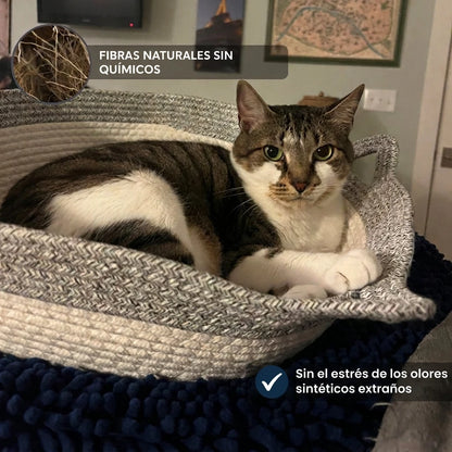 Nidora™ - nido de territorio natural tejido a mano para gatos de interior