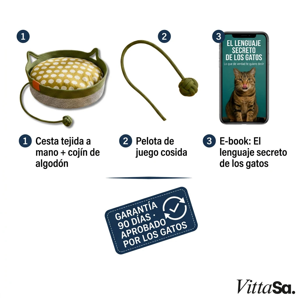 Nidora™ - nido de territorio natural tejido a mano para gatos de interior